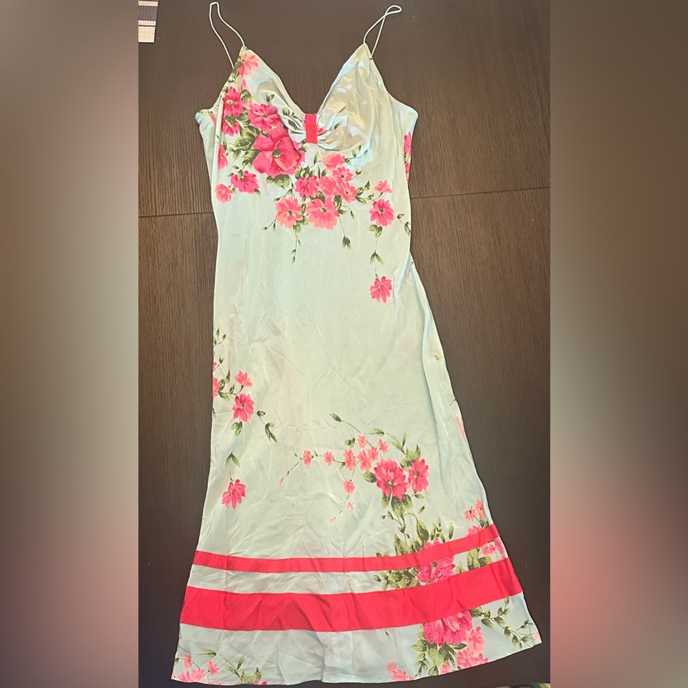 Floral Silk Dress - Pink and Blue
